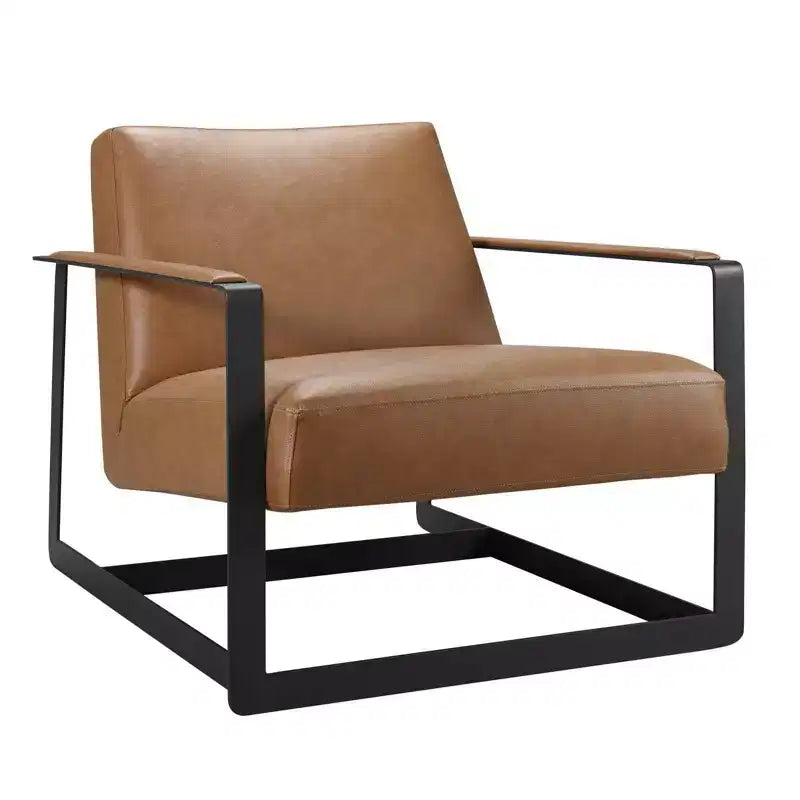 Poltrona moderna in similpelle marrone chiaro – Poltrona singola, per 1 persona