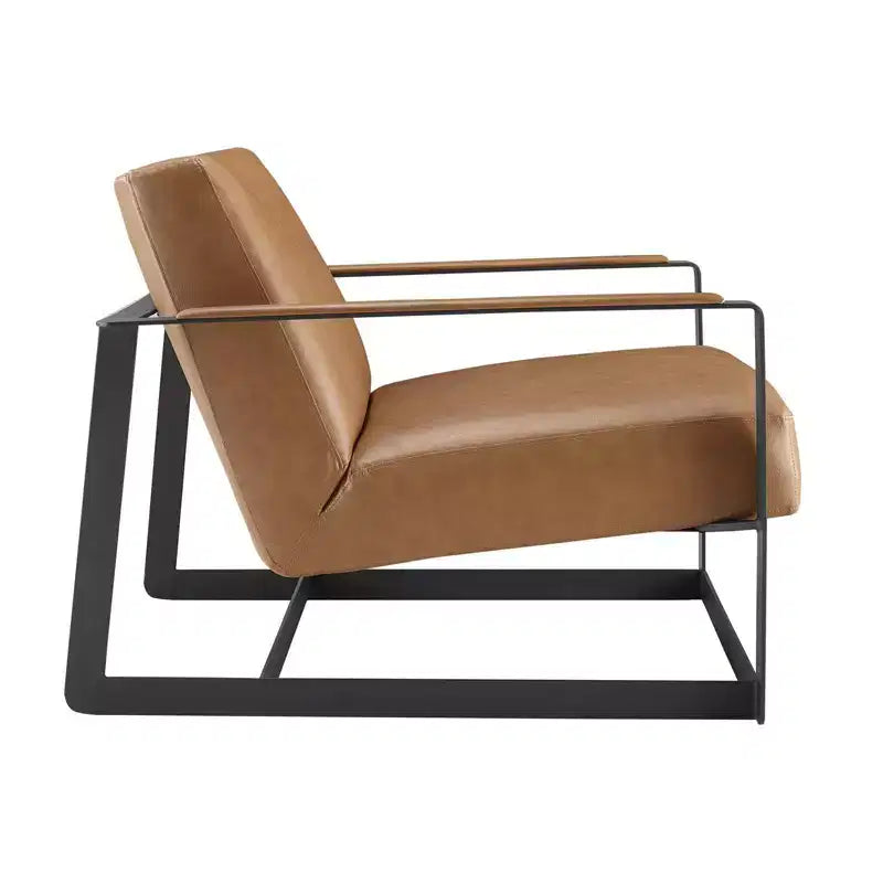 Poltrona moderna in similpelle marrone chiaro – Poltrona singola, per 1 persona