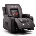 COMHOMA Pushback Power Recliner Chair PU Leather Rocking Sofa with Heated Massage Brown