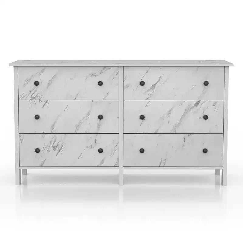 Cassettiera Fichte Transitional a 6 cassetti effetto marmo, colore marmo bianco - miBasics: Mobili contenitori per camera da letto, Design elegante