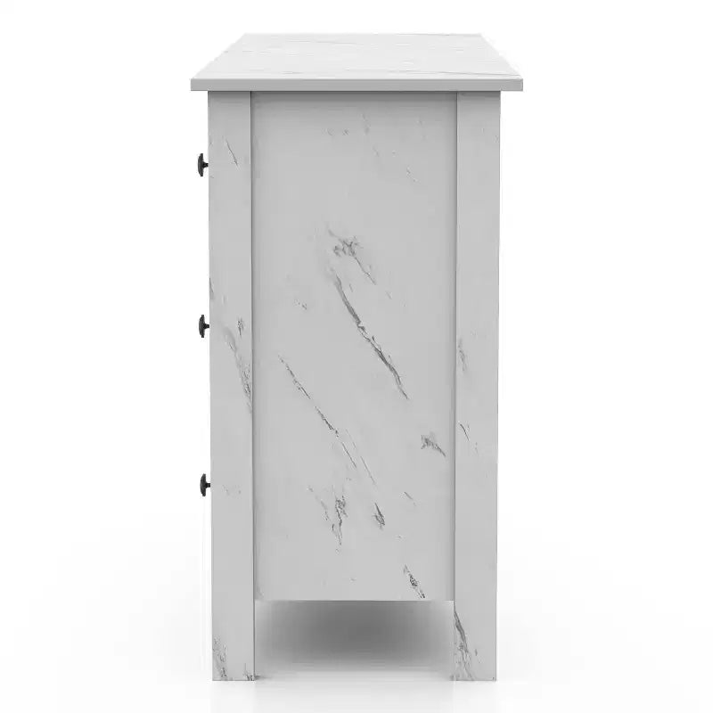 Cassettiera Fichte Transitional a 6 cassetti effetto marmo, colore marmo bianco - miBasics: Mobili contenitori per camera da letto, Design elegante