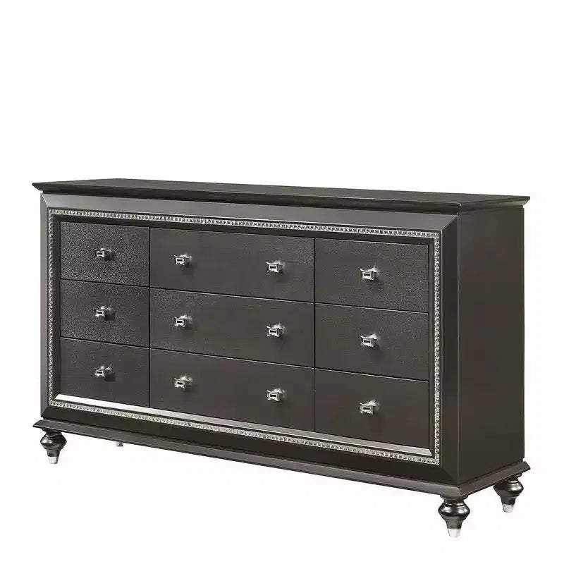 Cassettiera a 9 cassetti Acme Furniture Kaitlyn finitura grigio metallizzato