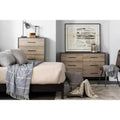 South Shore Londen 5 Drawer Chest Rubbed Black/Weathered Oak: Sturdy Metal Slides, Industrial Design, 5-Year Warranty