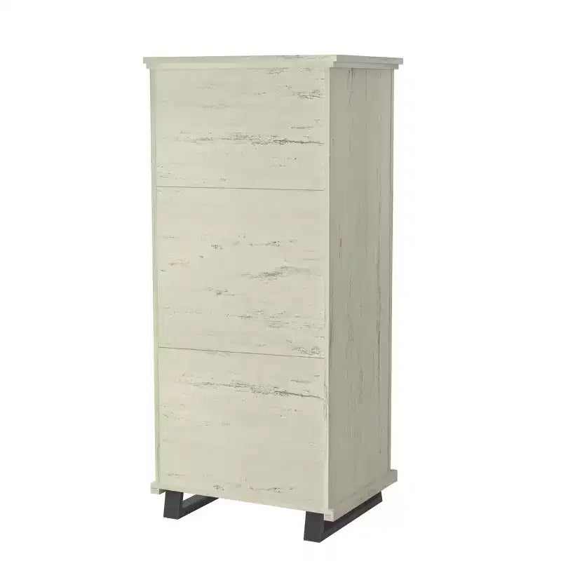 Cassettiera larga 60 cm a 5 cassetti con eleganti maniglie in metallo effetto legno, colore bianco sporco segato - Festivo