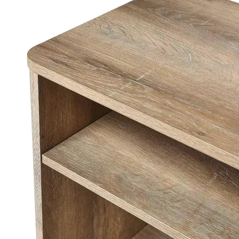 Comodino Storied Home Radius, scomparto portaoggetti quadrato, Quercia Costiera: Stile moderno da fattoria, resistente ai graffi, fessura per la ricarica dei dispositivi