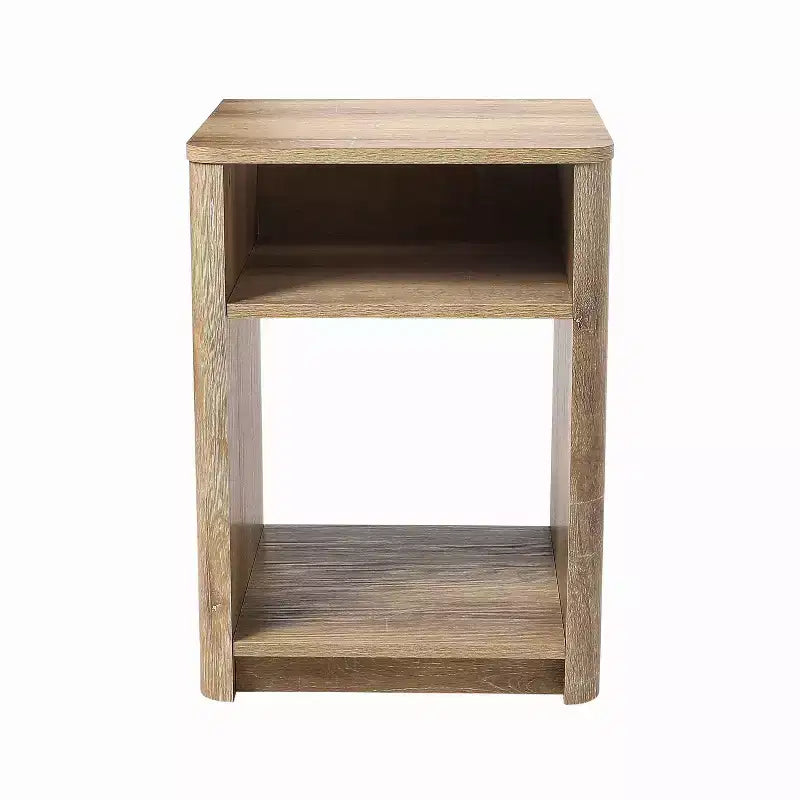 Comodino Storied Home Radius, scomparto portaoggetti quadrato, Quercia Costiera: Stile moderno da fattoria, resistente ai graffi, fessura per la ricarica dei dispositivi