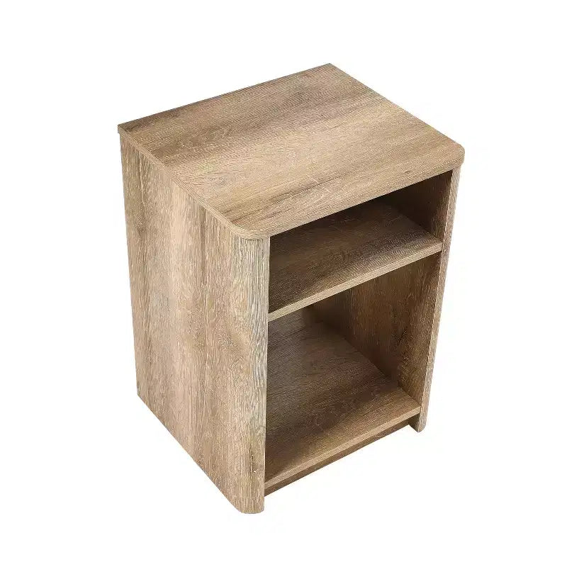 Comodino Storied Home Radius, scomparto portaoggetti quadrato, Quercia Costiera: Stile moderno da fattoria, resistente ai graffi, fessura per la ricarica dei dispositivi