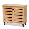 Gisela Wood 2 Door Cabinet Oak Brown/Black - Baxton Studio: Elegant Storage, 3 Fixed Shelves