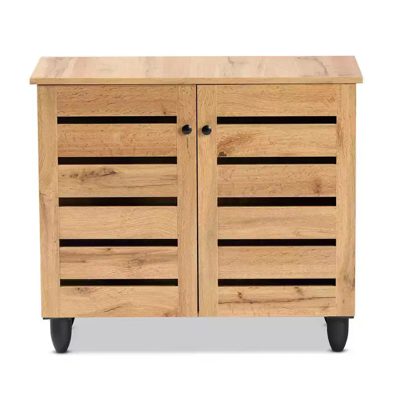 Gisela Wood Armadietto 2 Ante Rovere Marrone/Nero - Baxton Studio: Stile ed Eleganza, 3 Ripiani Fissi