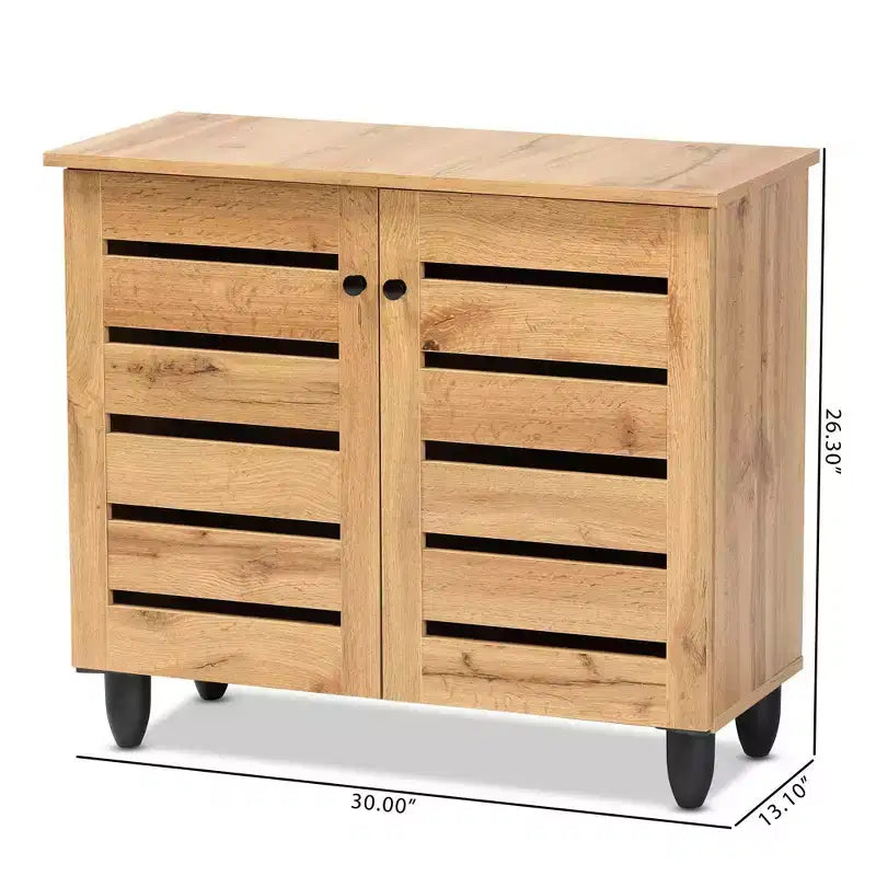 Gisela Wood Armadietto 2 Ante Rovere Marrone/Nero - Baxton Studio: Stile ed Eleganza, 3 Ripiani Fissi
