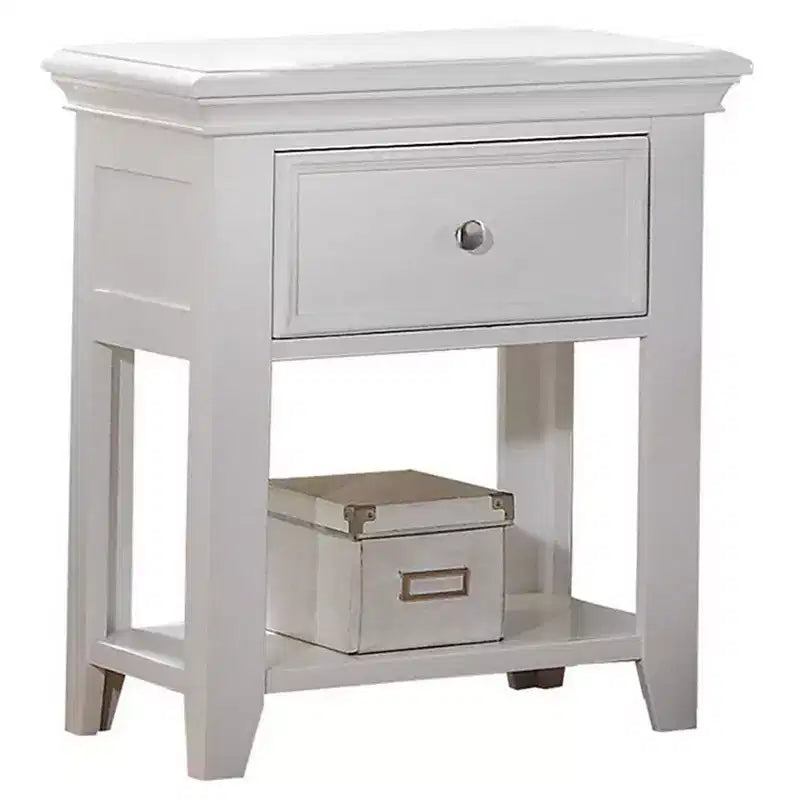 Comodino Lacey bianco da 22" - Acme Furniture: Elegante comodino con contenitore, nessun assemblaggio richiesto
