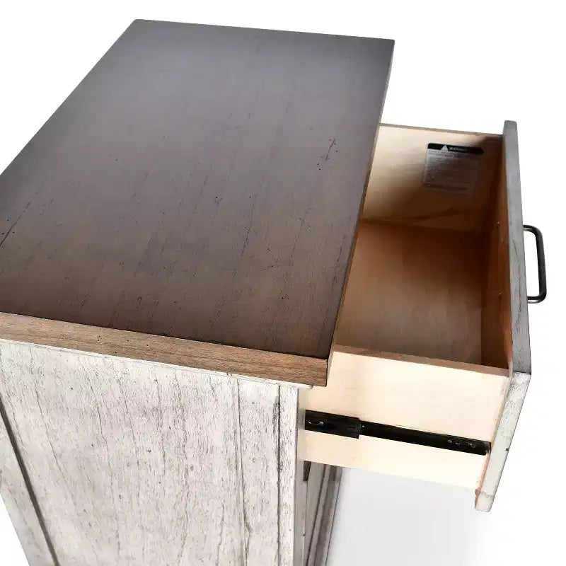 Comodino a 2 cassetti Bear Creek avorio rustico/miele - Steve Silver Co.