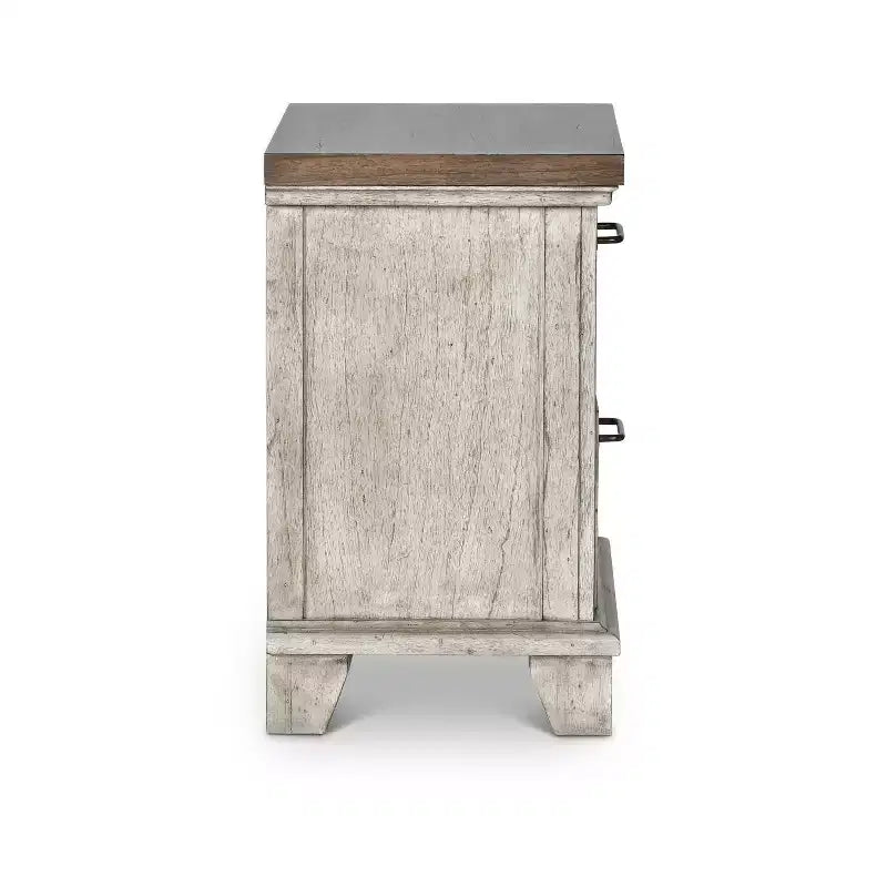 Comodino a 2 cassetti Bear Creek avorio rustico/miele - Steve Silver Co.