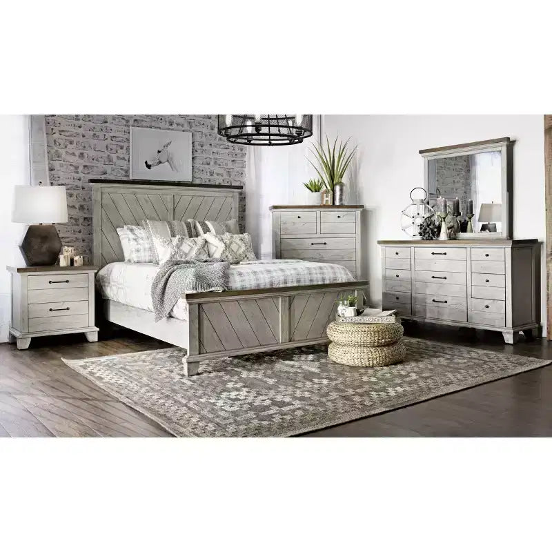 Comodino a 2 cassetti Bear Creek avorio rustico/miele - Steve Silver Co.