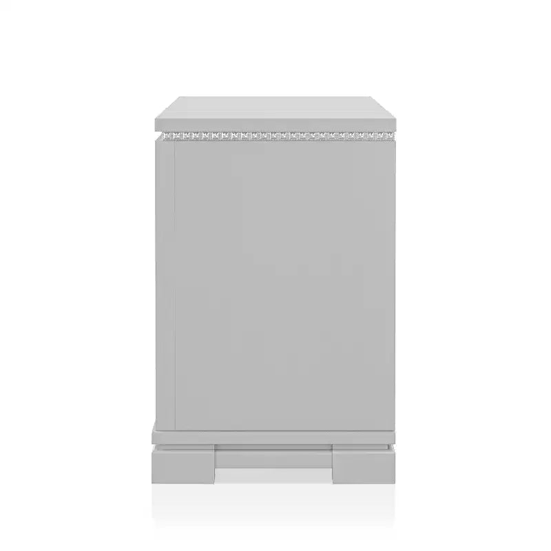 Comodino a 2 cassetti con porta USB, colore argento, stile glamour, 1 persona