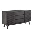 63" Render Sideboard Buffet Table or TV Stand Charcoal - Modway: Mid-Century Modern, Media Storage