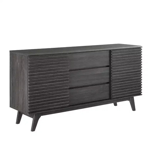 63" Render Sideboard Buffet Table or TV Stand Charcoal - Modway: Mid-Century Modern, Media Storage