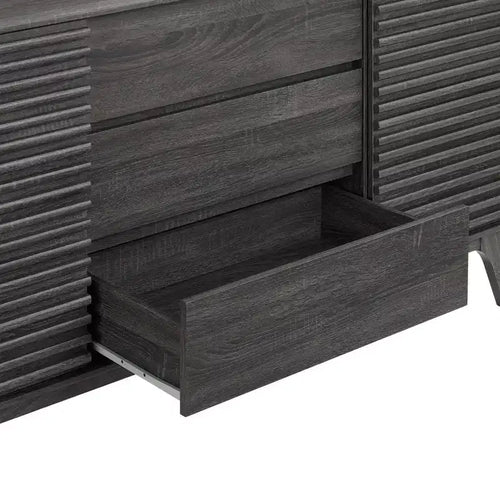 63" Credenza a buffet o mobile porta TV Charcoal - Modway: Mid-Century Modern, Portaoggetti multimediale