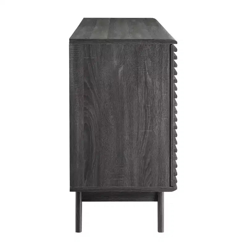 63" Credenza a buffet o mobile porta TV Charcoal - Modway: Mid-Century Modern, Portaoggetti multimediale