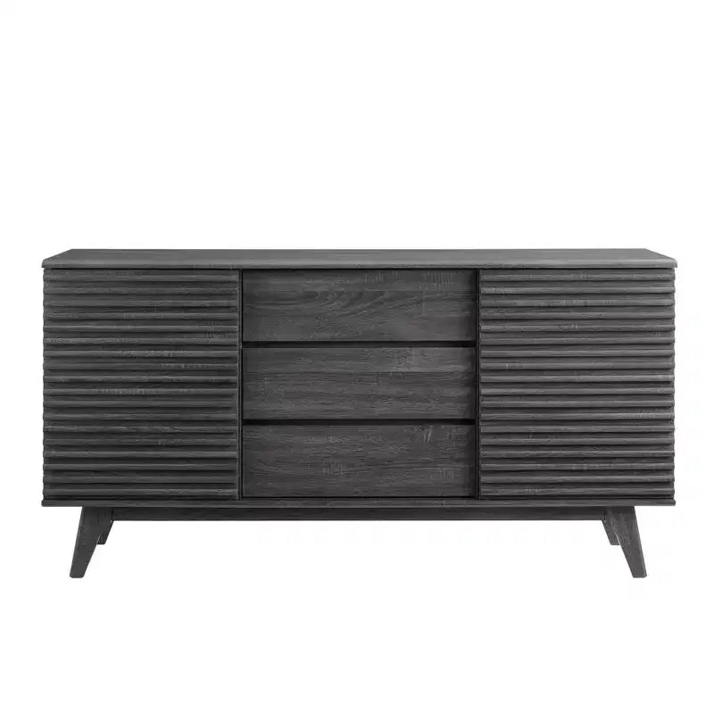 63" Credenza a buffet o mobile porta TV Charcoal - Modway: Mid-Century Modern, Portaoggetti multimediale