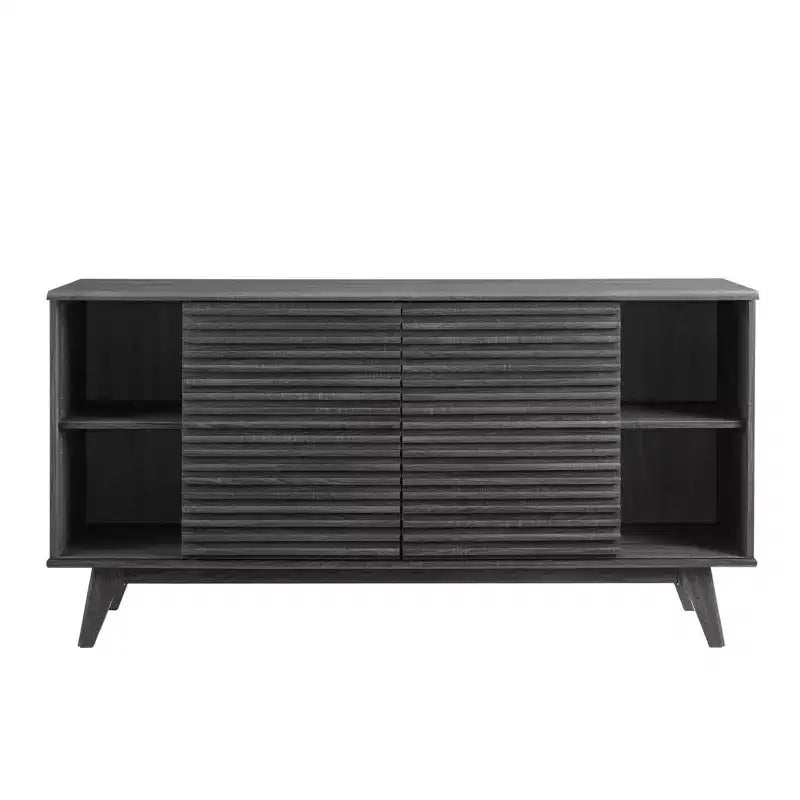 63" Credenza a buffet o mobile porta TV Charcoal - Modway: Mid-Century Modern, Portaoggetti multimediale