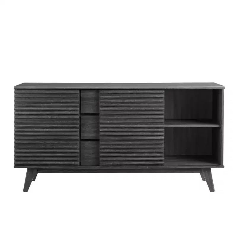 63" Credenza a buffet o mobile porta TV Charcoal - Modway: Mid-Century Modern, Portaoggetti multimediale