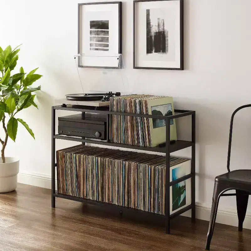Provo Record Storage Console: Supporto multimediale Crosley con ripiano per giradischi, portadischi in vinile