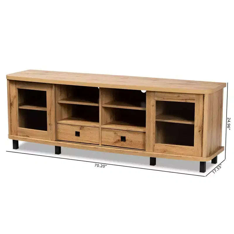 Mobile TV Walda Wood con 2 cassetti per TV fino a 65" Marrone rovere/nero - Baxton Studio