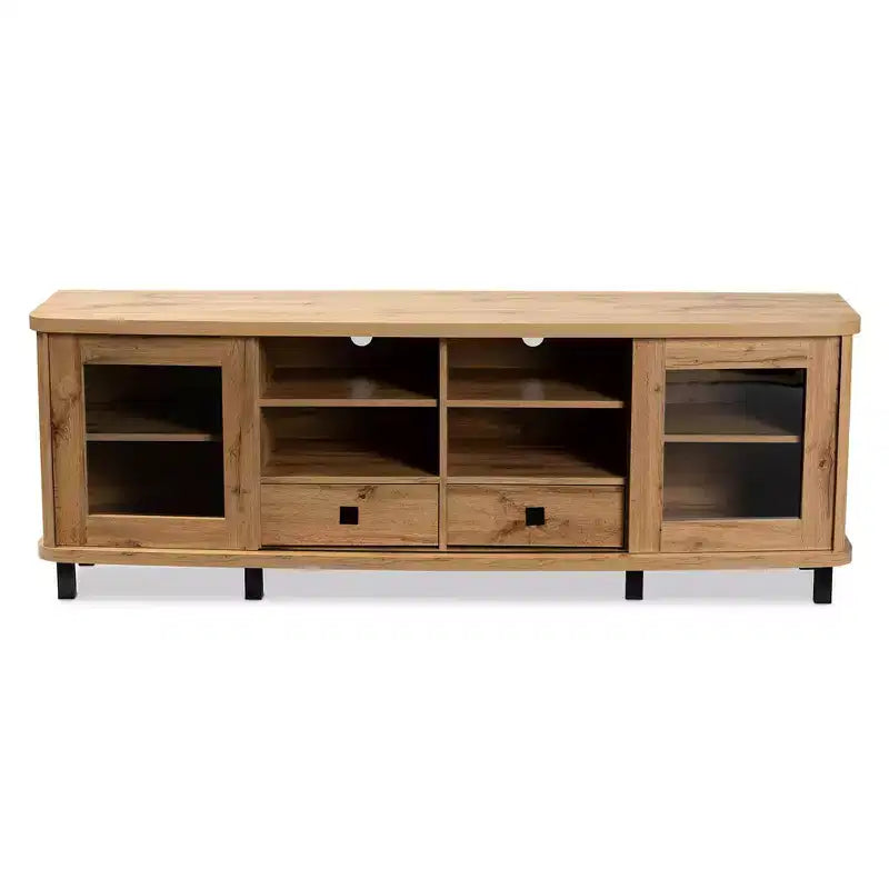 Mobile TV Walda Wood con 2 cassetti per TV fino a 65" Marrone rovere/nero - Baxton Studio