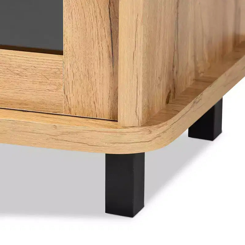 Mobile TV Walda Wood con 2 cassetti per TV fino a 65" Marrone rovere/nero - Baxton Studio
