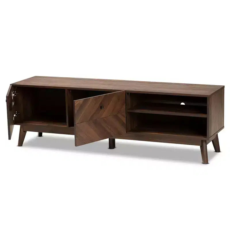 Mobile TV Hartman Wood per TV fino a 60" Marrone Noce - Baxton Studio: Mobile porta TV con cassetto contenitore