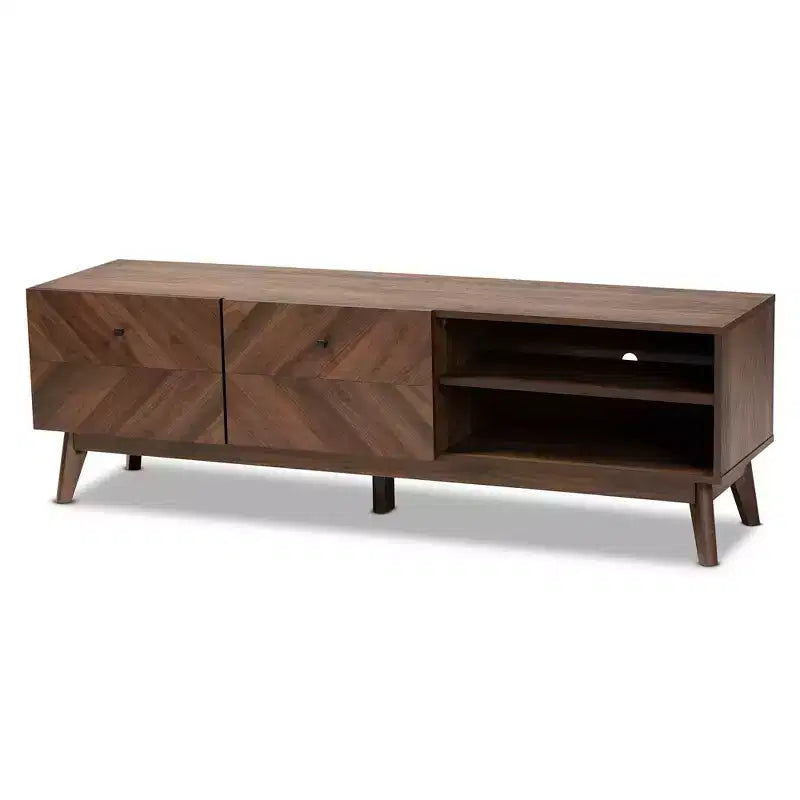 Mobile TV Hartman Wood per TV fino a 60" Marrone Noce - Baxton Studio: Mobile porta TV con cassetto contenitore