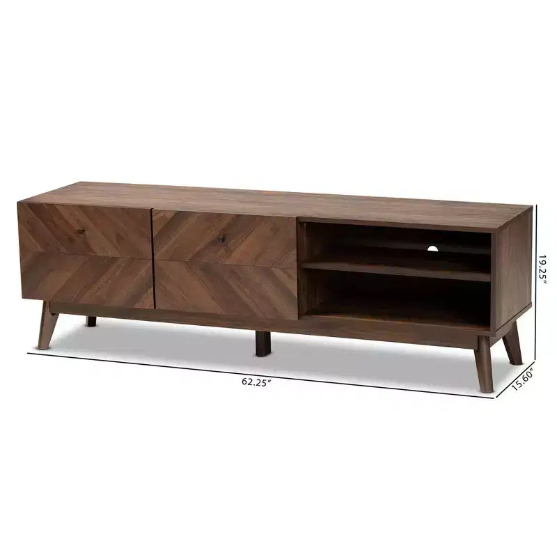 Mobile TV Hartman Wood per TV fino a 60" Marrone Noce - Baxton Studio: Mobile porta TV con cassetto contenitore