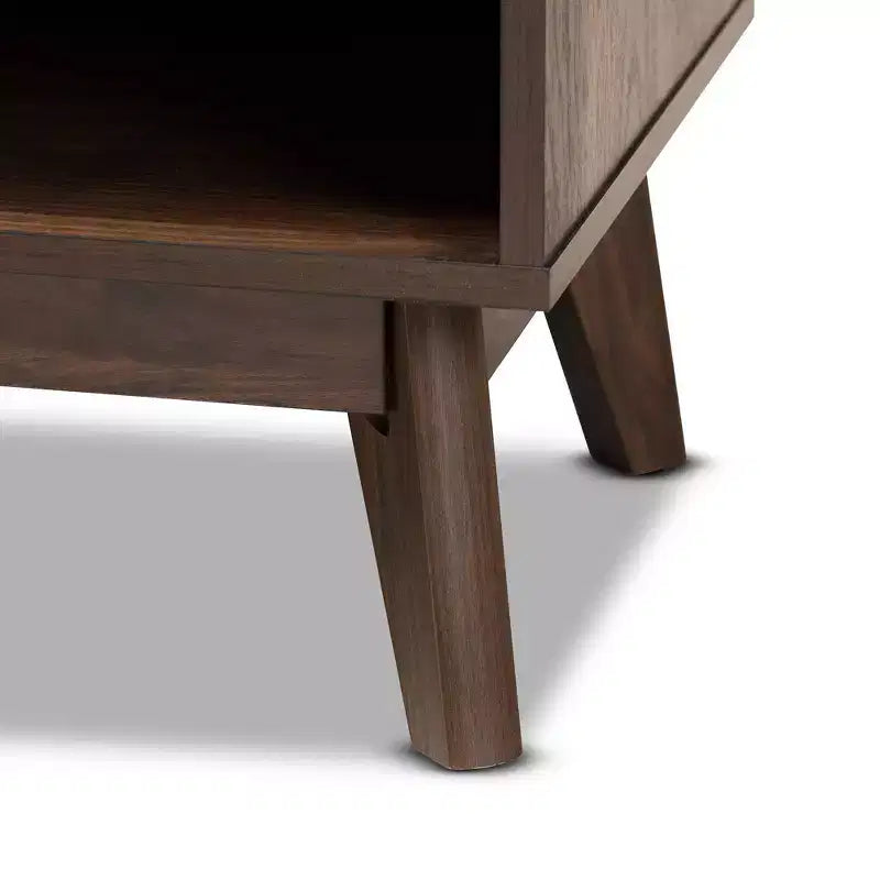 Mobile TV Hartman Wood per TV fino a 60" Marrone Noce - Baxton Studio: Mobile porta TV con cassetto contenitore