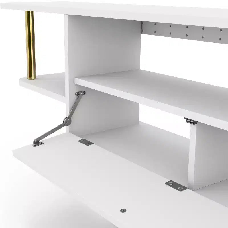 miBasics Kevis - Mobile TV moderno sospeso per TV fino a 70" bianco: Console multimediale a parete con vano contenitore
