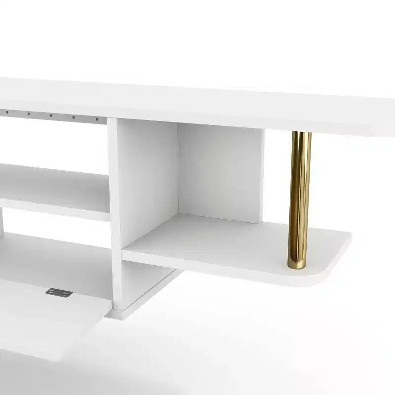 miBasics Kevis - Mobile TV moderno sospeso per TV fino a 70" bianco: Console multimediale a parete con vano contenitore