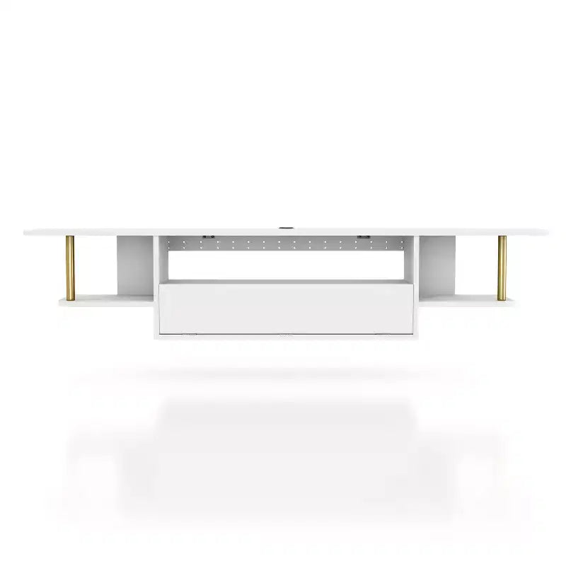 miBasics Kevis - Mobile TV moderno sospeso per TV fino a 70" bianco: Console multimediale a parete con vano contenitore