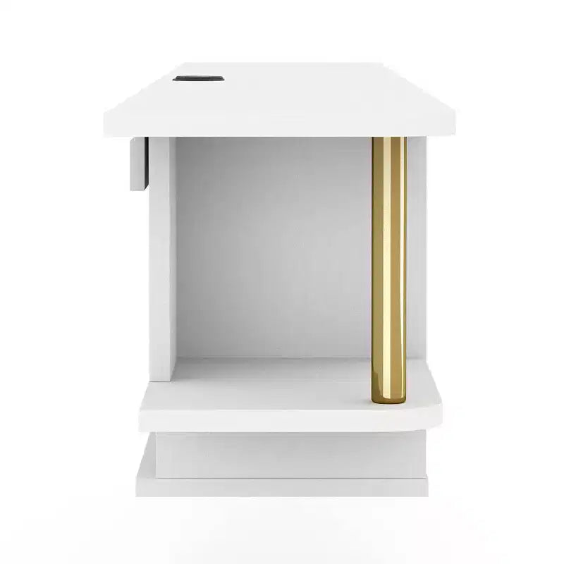 miBasics Kevis - Mobile TV moderno sospeso per TV fino a 70" bianco: Console multimediale a parete con vano contenitore
