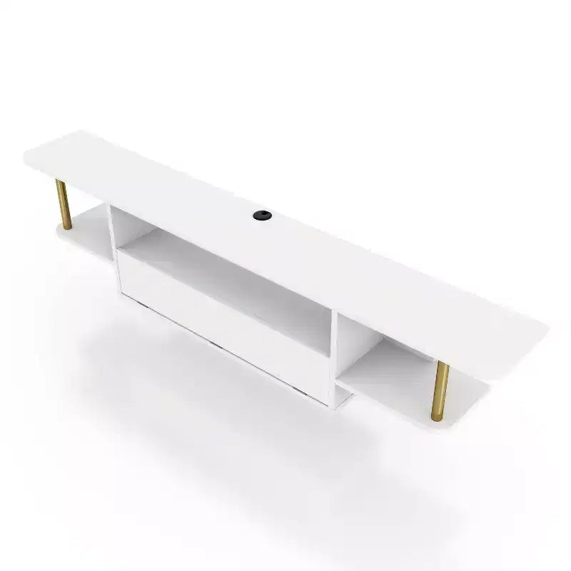 miBasics Kevis - Mobile TV moderno sospeso per TV fino a 70" bianco: Console multimediale a parete con vano contenitore