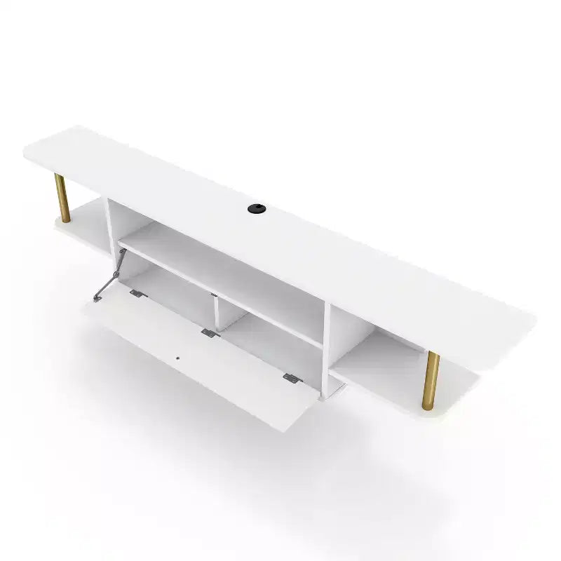 miBasics Kevis - Mobile TV moderno sospeso per TV fino a 70" bianco: Console multimediale a parete con vano contenitore