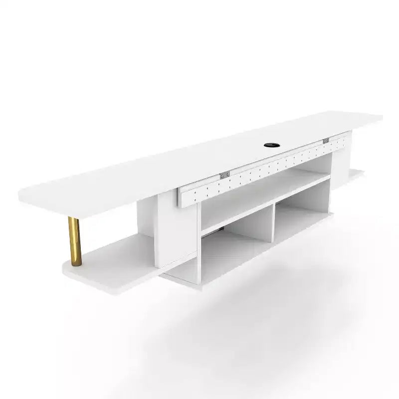 miBasics Kevis - Mobile TV moderno sospeso per TV fino a 70" bianco: Console multimediale a parete con vano contenitore