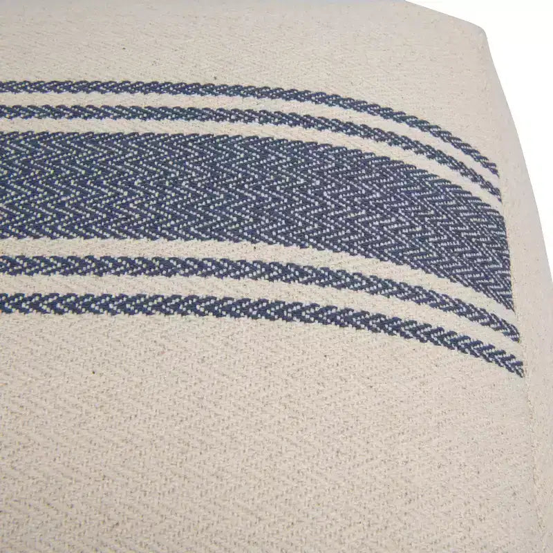 Pouf quadrato a righe Storied Home in tela blu: Rivestimento in cotone, per adulti, nessun assemblaggio richiesto