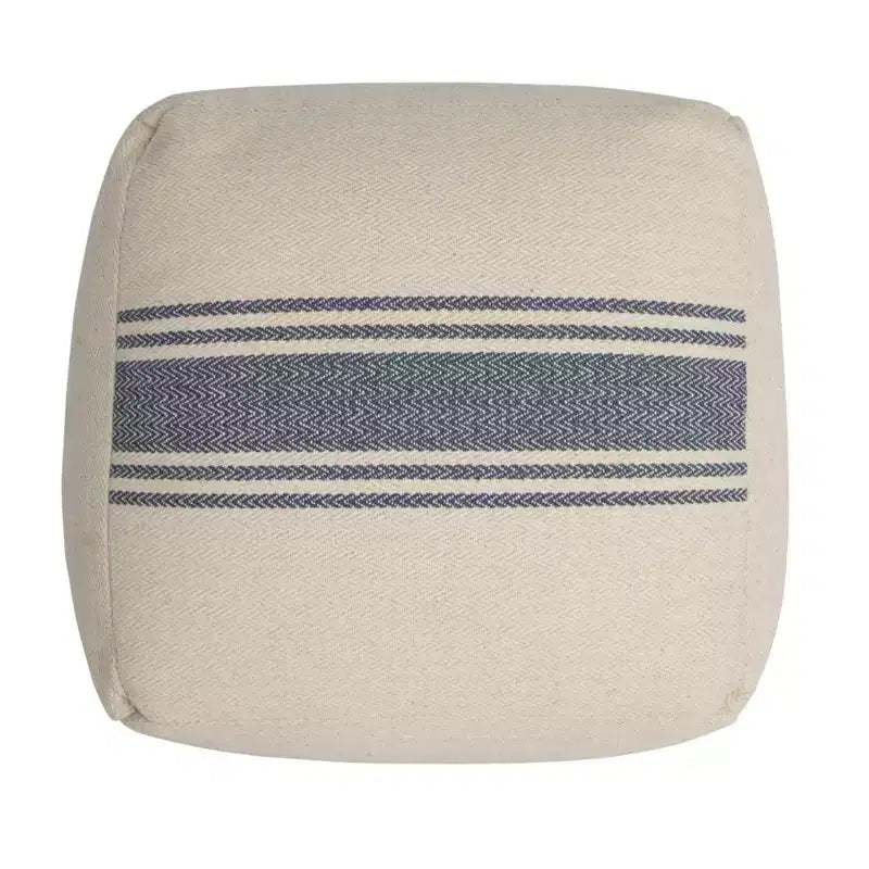 Pouf quadrato a righe Storied Home in tela blu: Rivestimento in cotone, per adulti, nessun assemblaggio richiesto