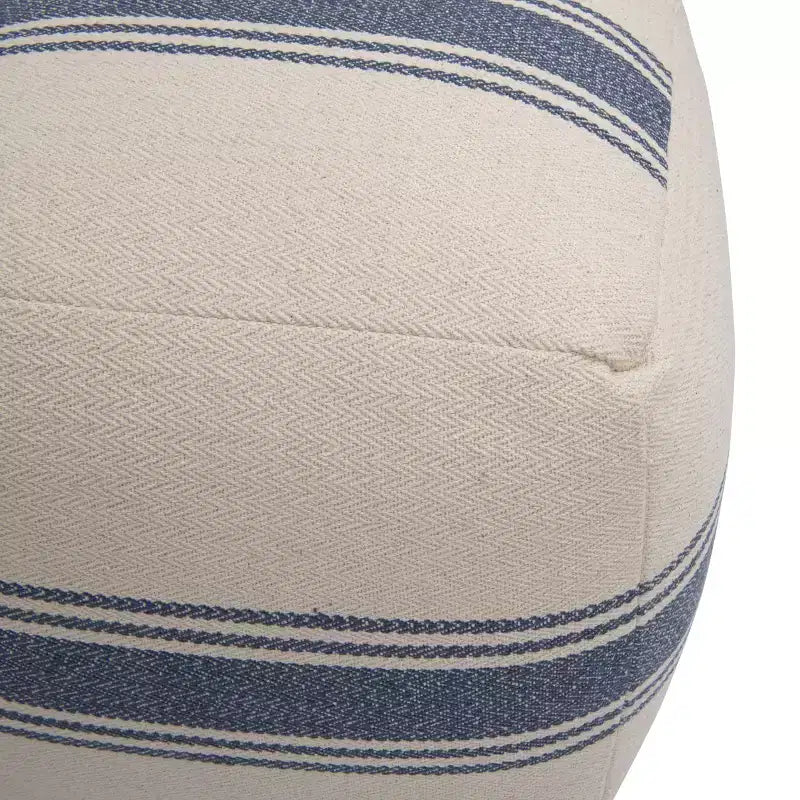 Pouf quadrato a righe Storied Home in tela blu: Rivestimento in cotone, per adulti, nessun assemblaggio richiesto