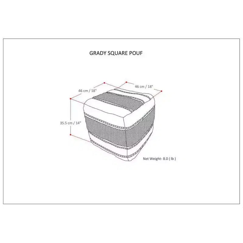 Pouf quadrato ottomano da 1 posto magenta e naturale