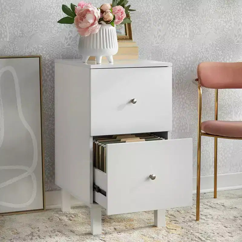 Classificatore bianco a 2 cassetti – Struttura in MDF e legno, formato Letter