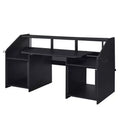 Annette 71" Desks Black - Acme Furniture: Sturdy Metal Frame, Wood Composite, Open Storage Shelf