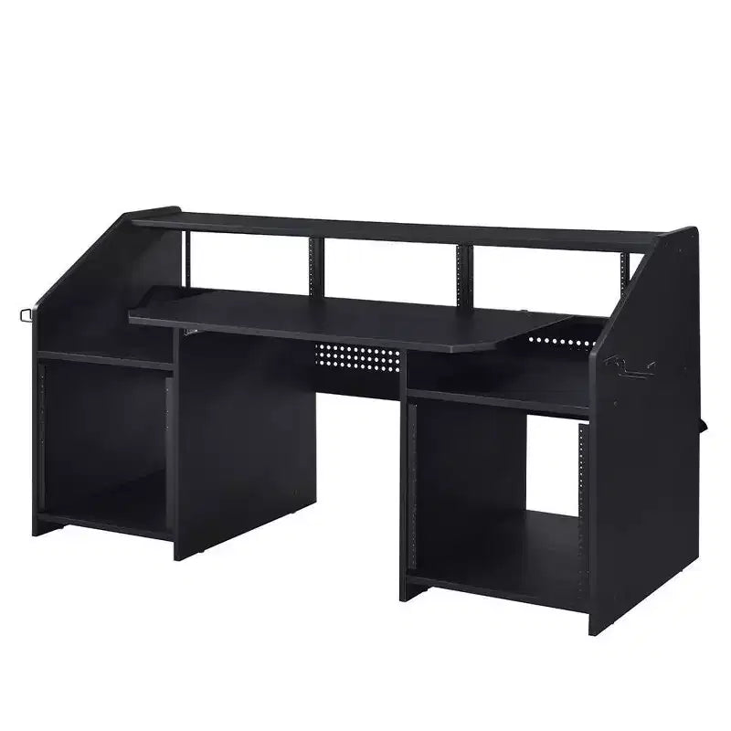 Annette 71" Desks Black - Acme Furniture: Sturdy Metal Frame, Wood Composite, Open Storage Shelf