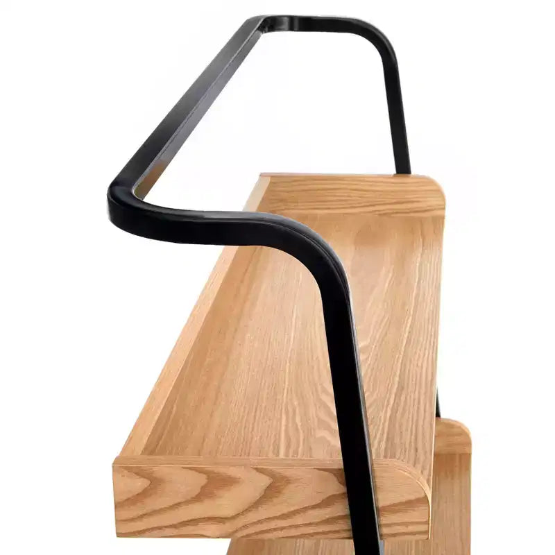 Libreria a scaletta Lifestorey Estanier 73" con armadietto Naturale/Nero
