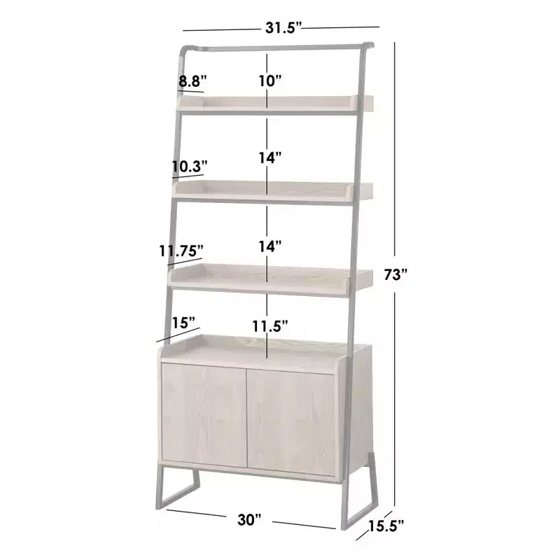 Libreria a scaletta Lifestorey Estanier 73" con armadietto Naturale/Nero